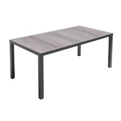 Oviala Business Table de jardin en aluminium et céramique effet bois grisé - gris aluminium 105511_0