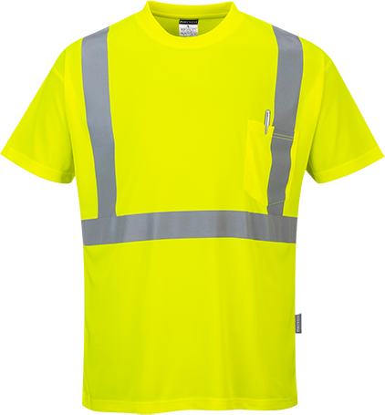 T-shirt hi-vis pocket jaune s190, m_0