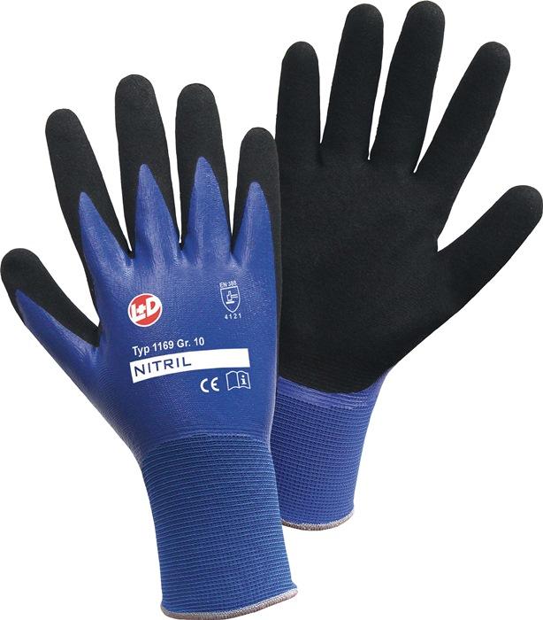 Gant Nitril Aqua taille 8 bleu/noir nylon avec double nitrile EN 388 catégorie EPI II LEIPOLD+Dà-HLE_0