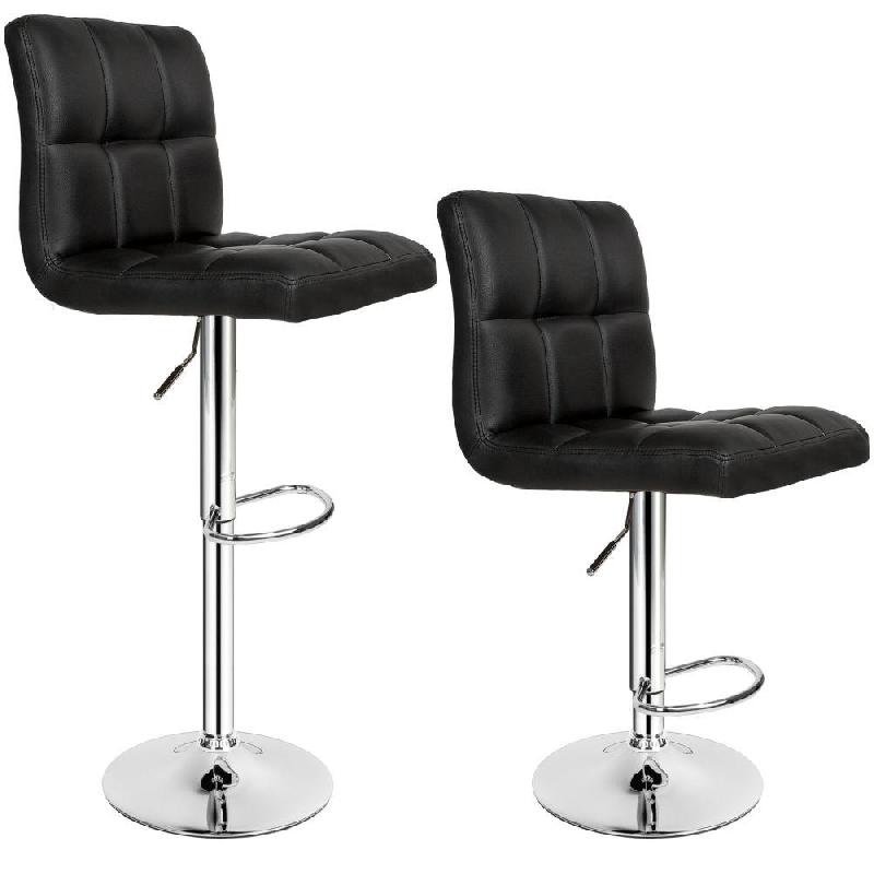 LOT DE 2 TABOURETS DE BAR HAUTEUR RÉGLABLE DESIGN MODERNE NOIR 1208011_0