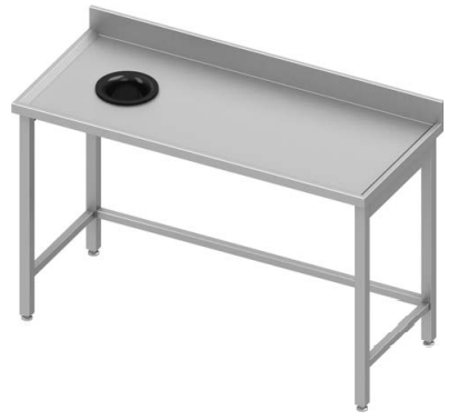 Table de travail inox adossée sans étagère 1600x800x900 avec trou vide ordure  à gauche soudée - 933128160_0