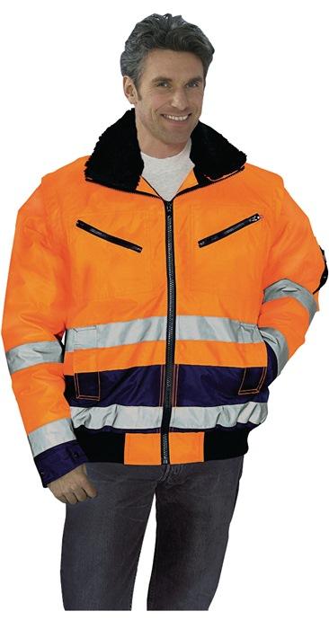 Blouson aviateur de signalisation taille XL orange/marine 100 % PES PREVENT_0