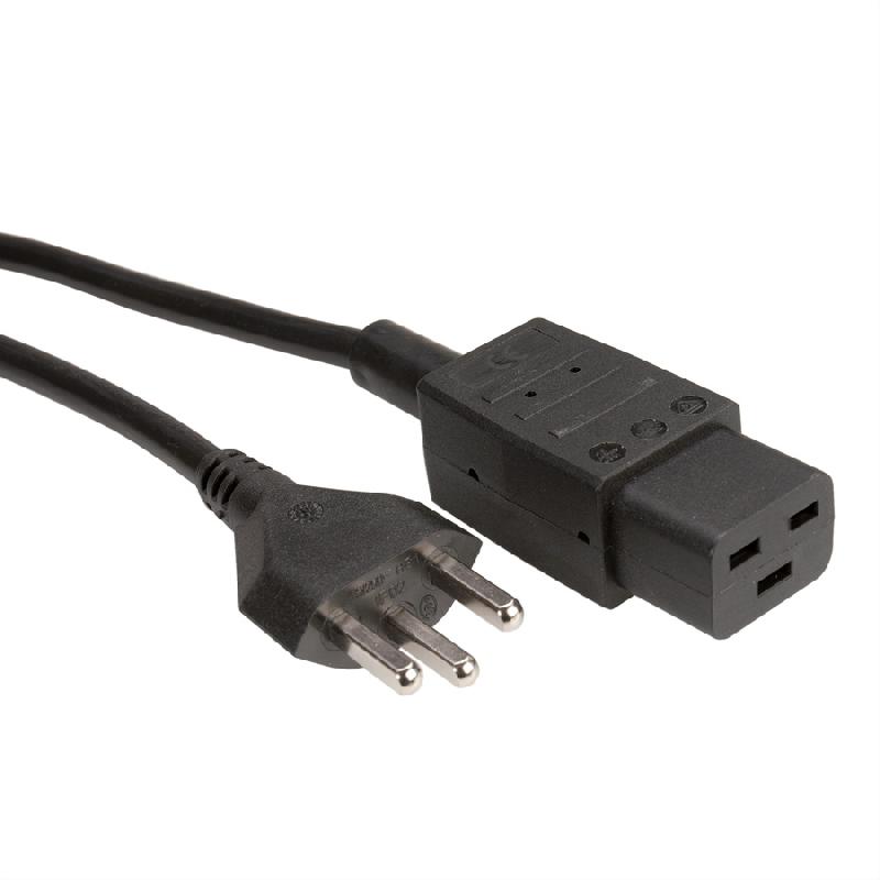 Câble d'alimentation T23 - IEC320-C19 16A/250V, 2m, noir, suisse, 2,0m_0