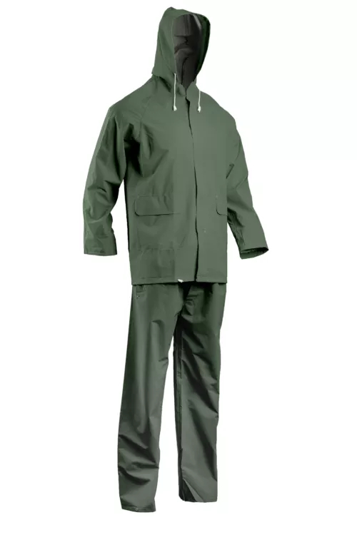 Ensemble de pluie - 60% CO/40% PES enduit double PVC 415g/m2 - Vert - Référence : MO50200_0