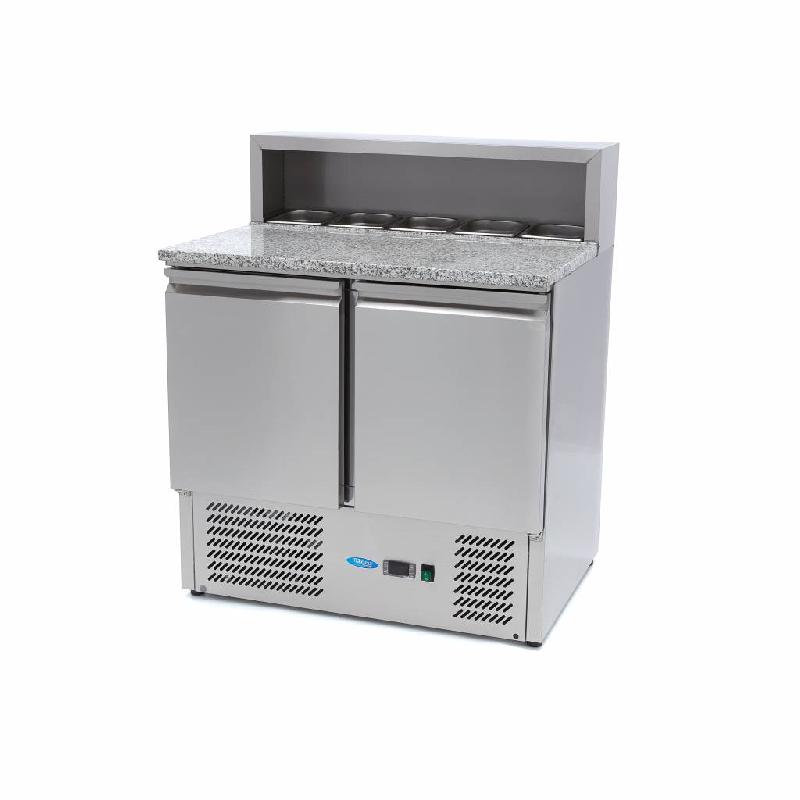 Réfrigérateur pour la préparation des pizzas - 90 cm - 2 portes - s'adapte à 5 x 1/6 GN - incl couve_0