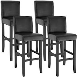 Tectake Lot de 4 chaises de bar - noir -403511 - noir Bois massif 403511_0