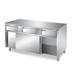 L2G Meuble bas centrale 2 portes coulissantes inox 85 x 140 x 60 cm L2G - inox TFI6.14FLX_0