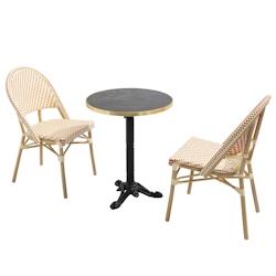 Oviala Business Table de terrasse 60cm inclinable marbre noir et 2 chaises rouge - rouge métal 112229_0