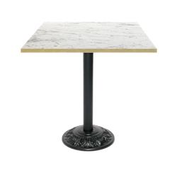 Restootab - Table style bistrot 70x70cm calacatta chants laiton - blanc TB-VRS-7070M-CALAC-LAI_0