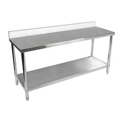 Royal Catering table de travail inox avec dosseret 200 x 60 cm capacité de 160 kg_0