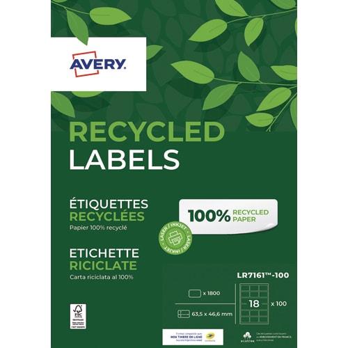 Avery boîte de 1800 étiquettes adresse laser recyclées blanc 63.5x46.6mm_0
