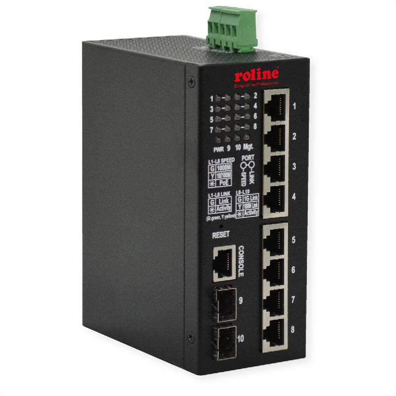 ROLINE Switch industriel Gigabit, 10 ports PoE+, administré Smart, 240W_0