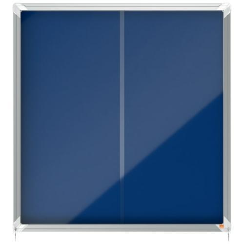 Nobo vitrine d'affichage porte coulissante premium plus - feutre bleu - 12 x a4 - 1902566_0
