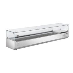 METRO Professional Vitrine réfrigérée GHS2200, acier inoxydable / verre, 200 x 39.5 x 47.5 cm, 73 L, 135 W, compatible avec GPT3100, argenté - ino_0