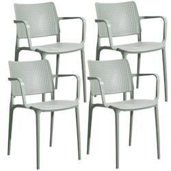 Oviala Business Lot de 4 chaises de terrasse en plastique vert sauge - Oviala - vert plastique polypropylène 112525_0