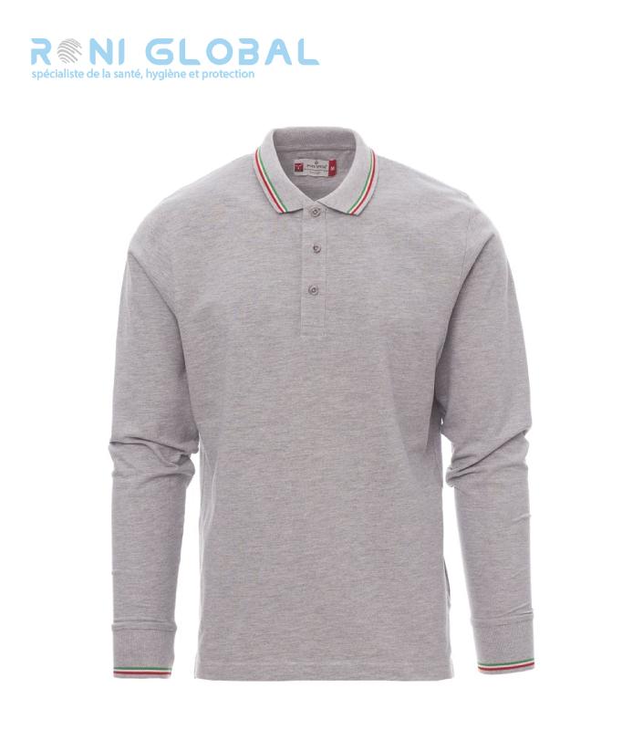 POLO DE TRAVAIL UNISEXE MANCHES LONGUES EN COTON POLYESTER - AVIAZIONE MELANGE PAYPER_0