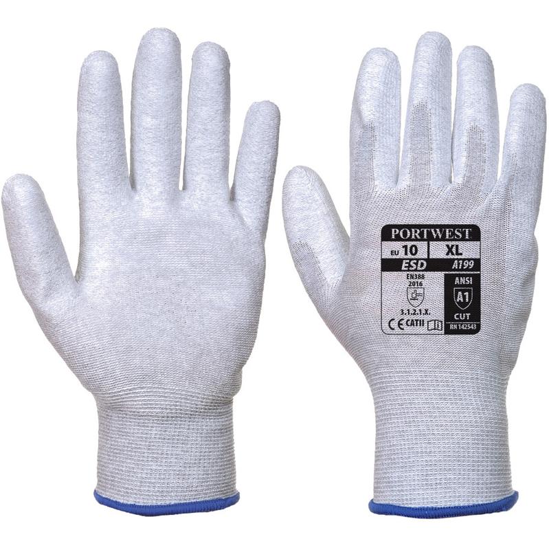 GANTS ANTISTATIQUES PORTWEST PAUME ENDUIT PU A199 GRIS 10 Comparer Les ...