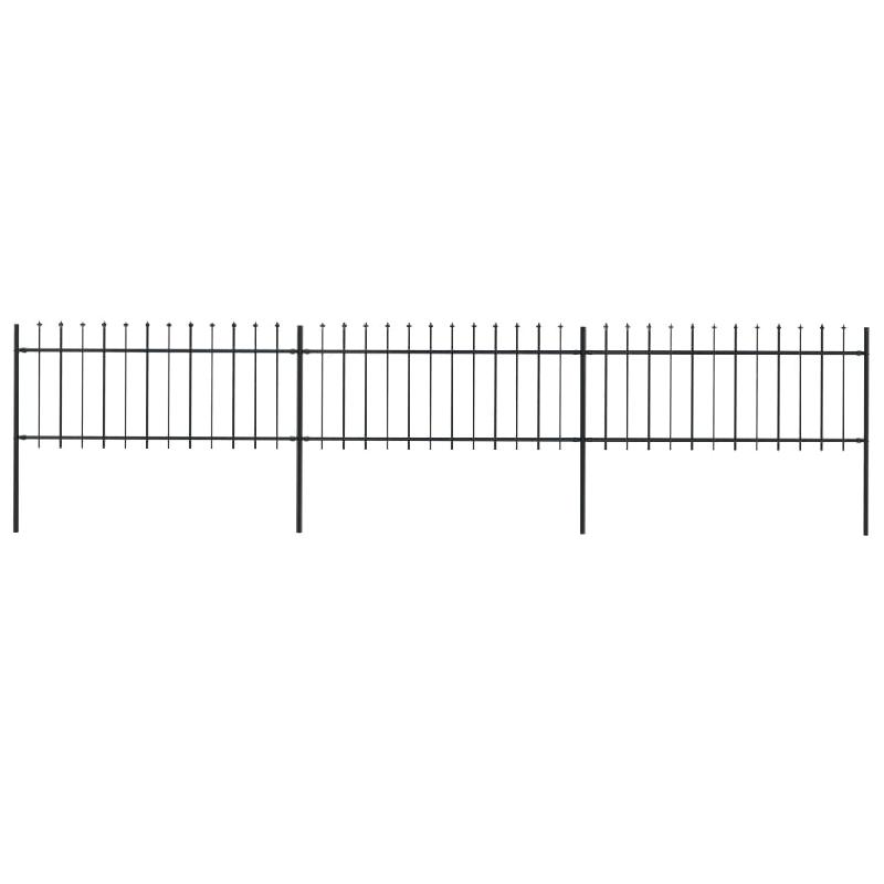 Vidaxl clôture de jardin avec dessus en lance acier 5,1 x 0,8 m noir 277604_0