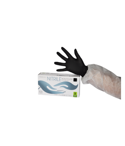 100 gants d'examens anti-virus à usage unique CE en nitrile noir non poudré - GNNPNR-IM04/VR_0