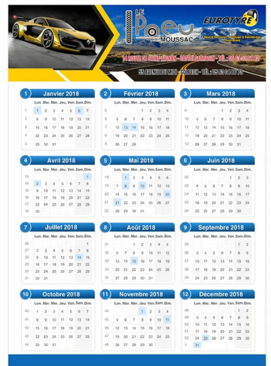 Calendriers publicitaires format A4 (20x30cm) - Impression quadri recto verso sur carton souple 350g/m²_0