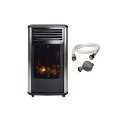 Chauffage à gaz 3.4 KW mobile Effet feu + Tuyau gaz + Détendeur butane Manhattan SAHARA - noir 3701599311658_0