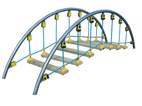 Circuit d'équilibre enfant Escalier Araignée - Bois traité, acier inoxydable et corde polyester - 3,63 x 1 x 1,14 m - 120 kg_0