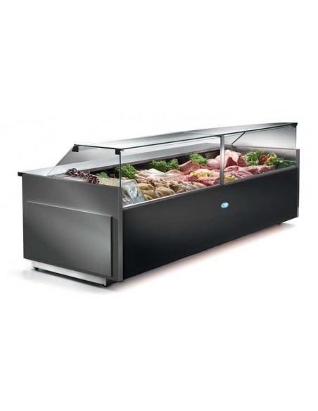 Vitrine canalisable pour viande, traiteur, produits laitiers/fromage - INT 90° - Référence: ONYX 90-INT90-N/VD_0