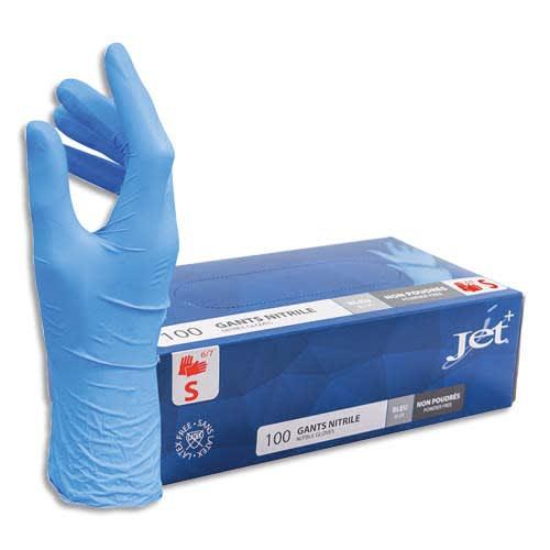 Boîte de 100 gants nitrile non poudrés nitrile taille 7/s. Coloris bleu_0