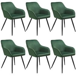 TecTake GmbH tectake Chaise MARILYN en velours - vert foncé/noir, Lot de 6 -405742 - vert acier 405742_0