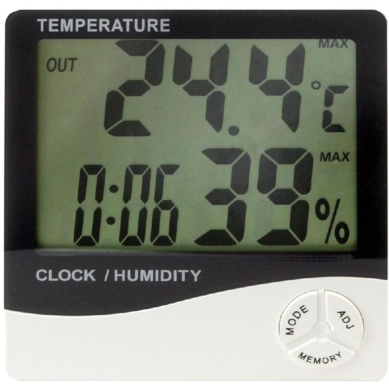 Thermomètre hygromètre + horloge + calendrier - Sans sonde extérieure_0