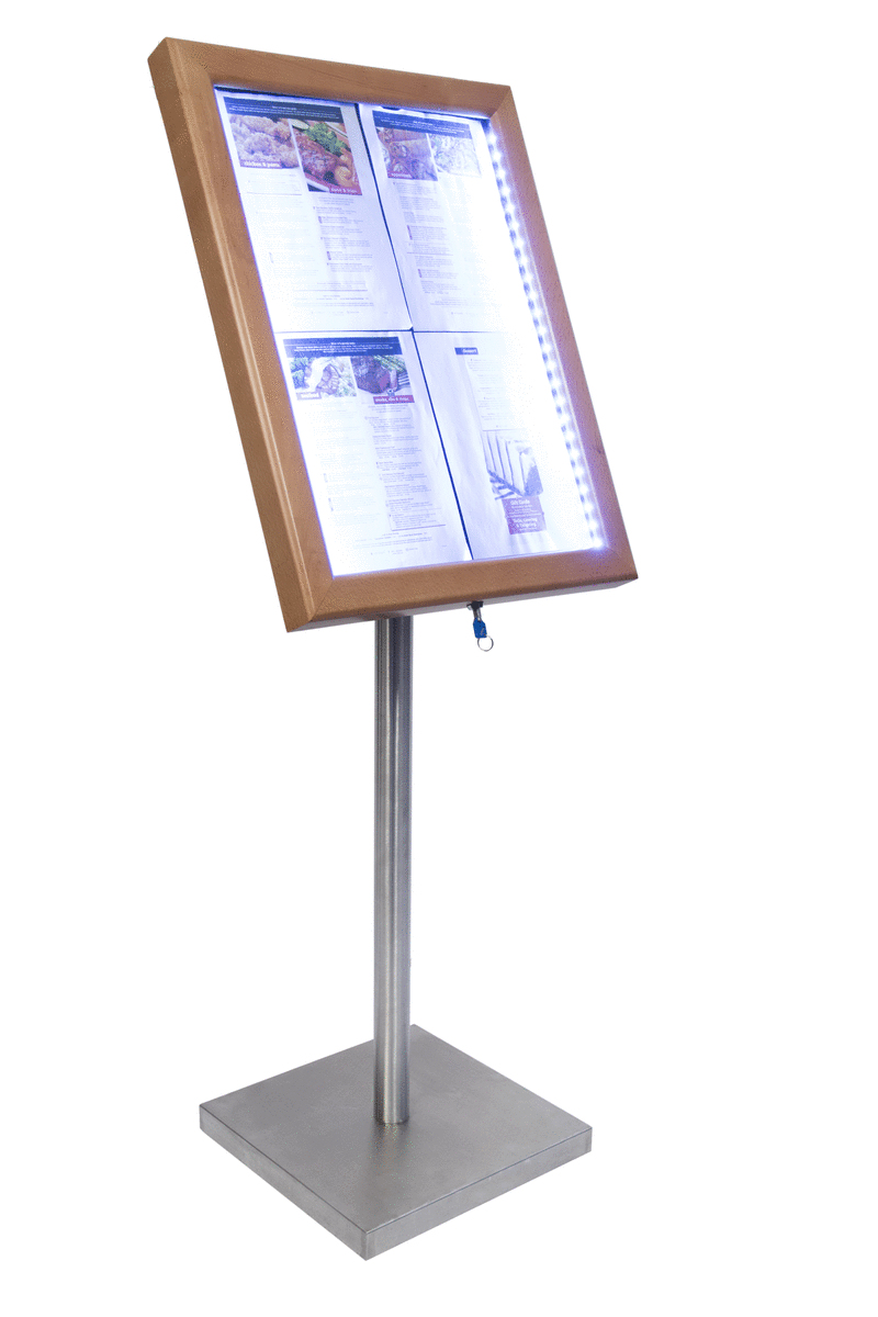 Porte-menu lumineux rectangulaire marron 4 pages led classique - securit - l69.70 x l53.30 x h5.20 cm - 8.80 kg - 230v_0