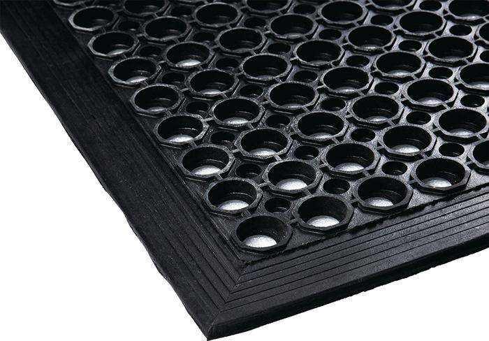 Tapis anti-fatigue l. 0,9 m L. 1,5 m épaisseur 12 mm noir NR/SBR sans insert tissé_0