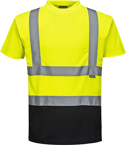 T-shirt bicolore jaune noir s378, s_0