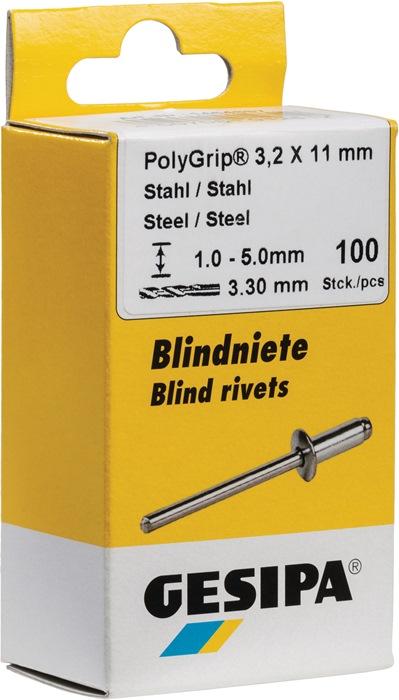 Rivet POP PolyGrip® tige de rivet D. X l 3,2 x 11 mm acier/acier 100 pièces GESIPA_0