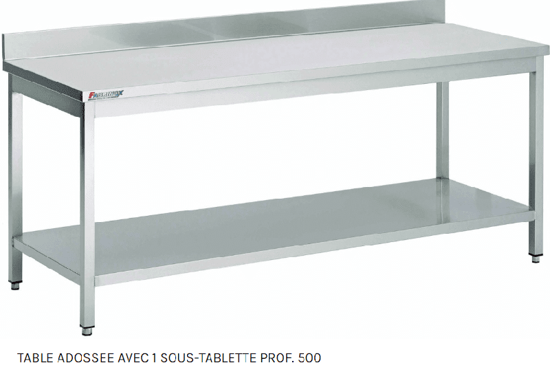 Table adossée avec 1 tablette inox AISI 430 FABRINOX (Longueur : 2300 , Profondeur : 700) - Longueur:2300,Profondeur:700_0