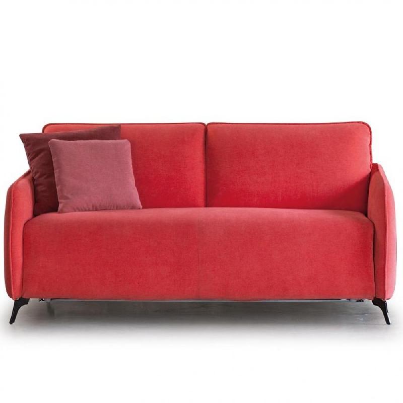 CANAPÉ CONVERTIBLE CARMINE 140*195 TISSU MARACAIBO FRAISE PIEDS LIBERTY ACIER BRUN_0