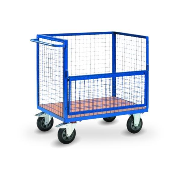 Chariot Container Grillagé Avec Panneau Rabattable - MANUEST - 8MGRGO15D2N505_0