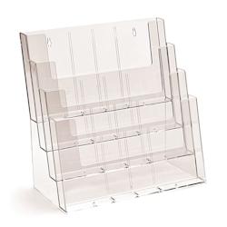 Edimeta Porte-brochures Comptoir Taymar® 4 cases A4 Paysage en escalier - transparent plastique 478000_0