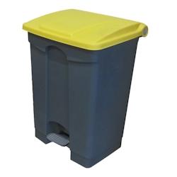 CAMBRO - wbfc68lbase-180 - corbeille à papier 68l avec bouton et couvercle - 63,5 x 47,6 x 38,1 cm - base grise et couvercle jaune - gris plastique w_0