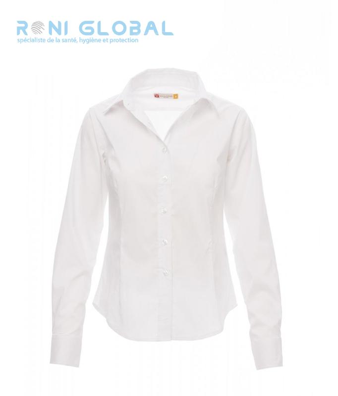 CHEMISE DE TRAVAIL FEMME MANCHES LONGUES, COUPE SLIM, STRETCH EN COTON, POLYESTER ET ÉLASTHANNE - IMAGE LADY PAYPER_0