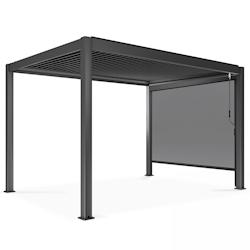 Oviala Business Pergola bioclimatique 3x4m autoportée avec 1 store 2,66 x 2,34 m - gris aluminium 109330_0