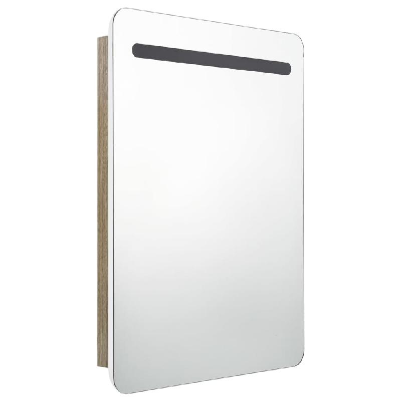 ARMOIRE DE SALLE DE BAIN À MIROIR LED BLANC 60 X 11 X 80CM CHÊNE 02_0006586_0