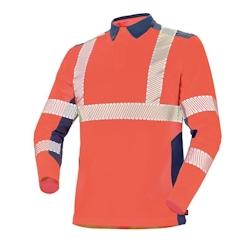 Cepovett - Polo manches longues Fluo Safe Rouge / Bleu Foncé Taille 4XL - XXXXL 3603623485222_0