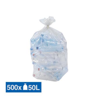 Sacs poubelle déchets courants translucides recyclés 50 L, lot de 500_0