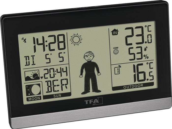 Station météo Weather Boy H97xl145xP39mm noir/argenté plastique pour intérieur et extérieur La météo donne des conseils vestim. TFA_0