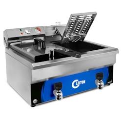 Cleiton® - Friteuse électrique 10+10 litres avec robinet et alimentation triphasée / Friteuses professionnel pour la restauration et chauffe rapide_0