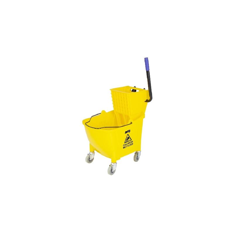 Seau essoreur 30 Litres avec pédale de vidange, en polypropylène jaune_0