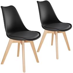 Tectake Chaises de Salle à Manger FRÉDÉRIQUE Style Scandinave Pieds en Bois Massif Design Moderne - noir, Lot de 2 -403811 - noir plastique 403811_0