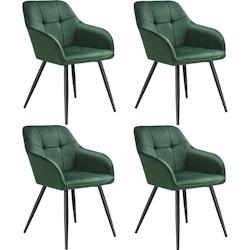 TecTake GmbH tectake Chaise MARILYN en velours - vert foncé/noir, Lot de 4 -405773 - vert 405773_0