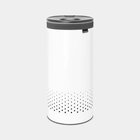 Corbeille à linge Brabantia - 35 litres - White - Ouverture Quick-Drop - Sac à linge en coton - Pratique et élégante_0